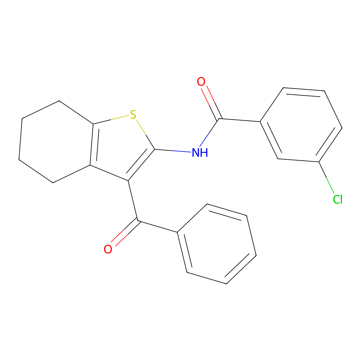N-(3-benzoyl-4,5,6,7-tetrahydro-1-benzothiophen-2-yl)-3-chlorobenzamide molecular structure, CAS 461431-20-9
