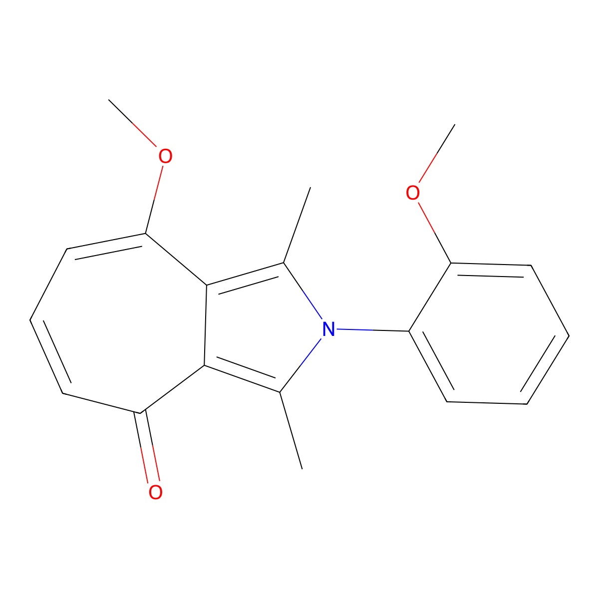 8-methoxy-2-(2-methoxyphenyl)-1,3-dimethylcyclohepta[c]pyrrol-4(2H)-one molecular structure, CAS 461431-30-1