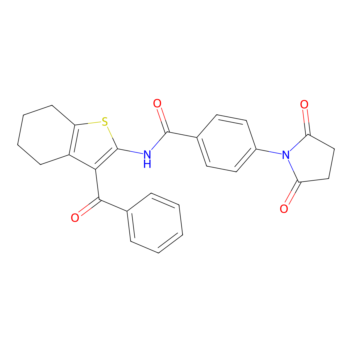 N-(3-benzoyl-4,5,6,7-tetrahydro-1-benzothiophen-2-yl)-4-(2,5-dioxopyrrolidin-1-yl)benzamide molecular structure, CAS 461431-40-3
