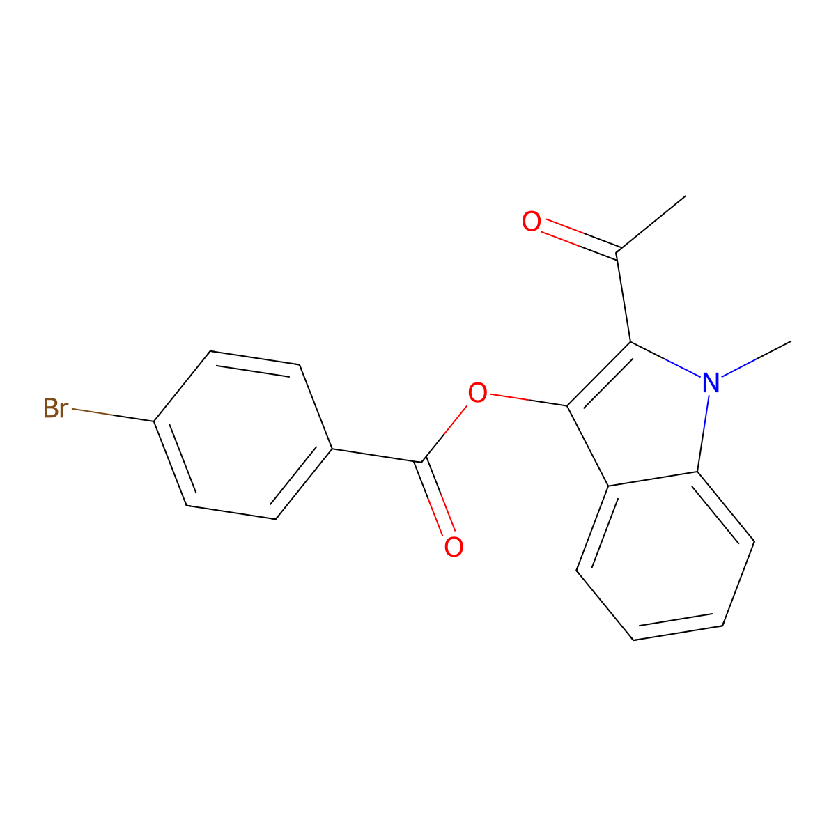 (2-Acetyl-1-methylindol-3-yl) 4-bromobenzoate molecular structure, CAS 461431-67-4