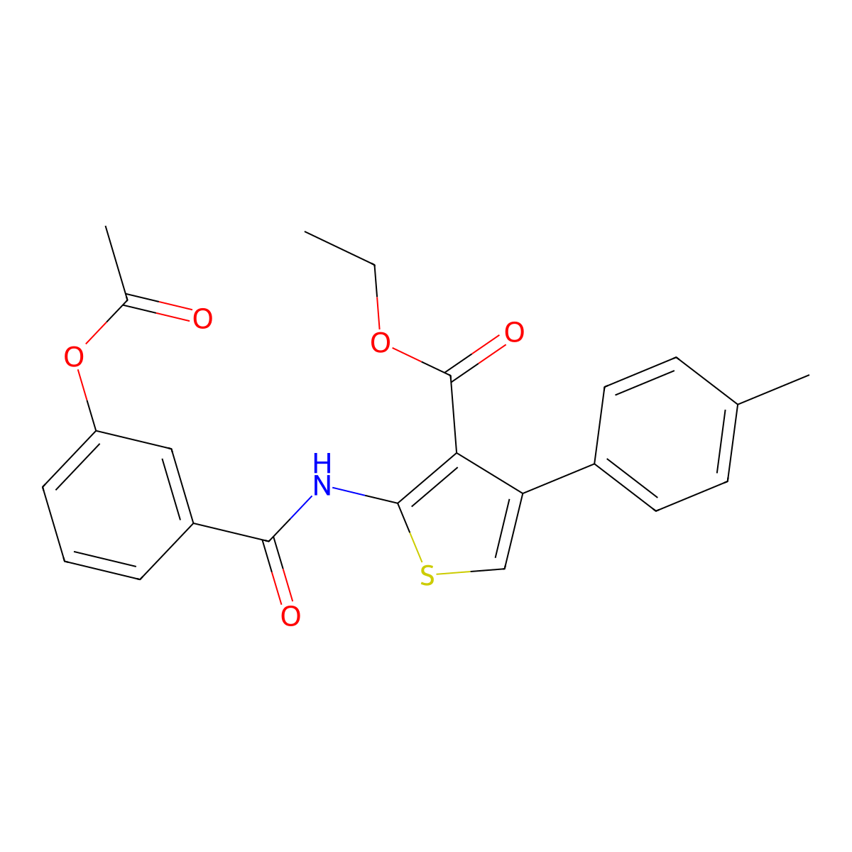 Ethyl 2-[(3-acetyloxybenzoyl)amino]-4-(4-methylphenyl)thiophene-3-carboxylate molecular structure, CAS 461431-68-5