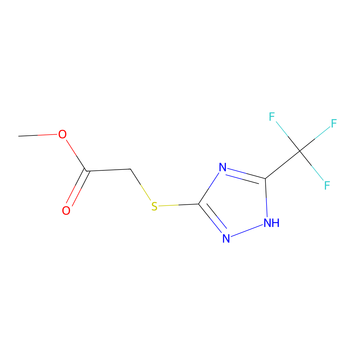 methyl 2-((3-(trifluoromethyl)-1H-1,2,4-triazol-5-yl)thio)acetate molecular structure, CAS 461431-84-5