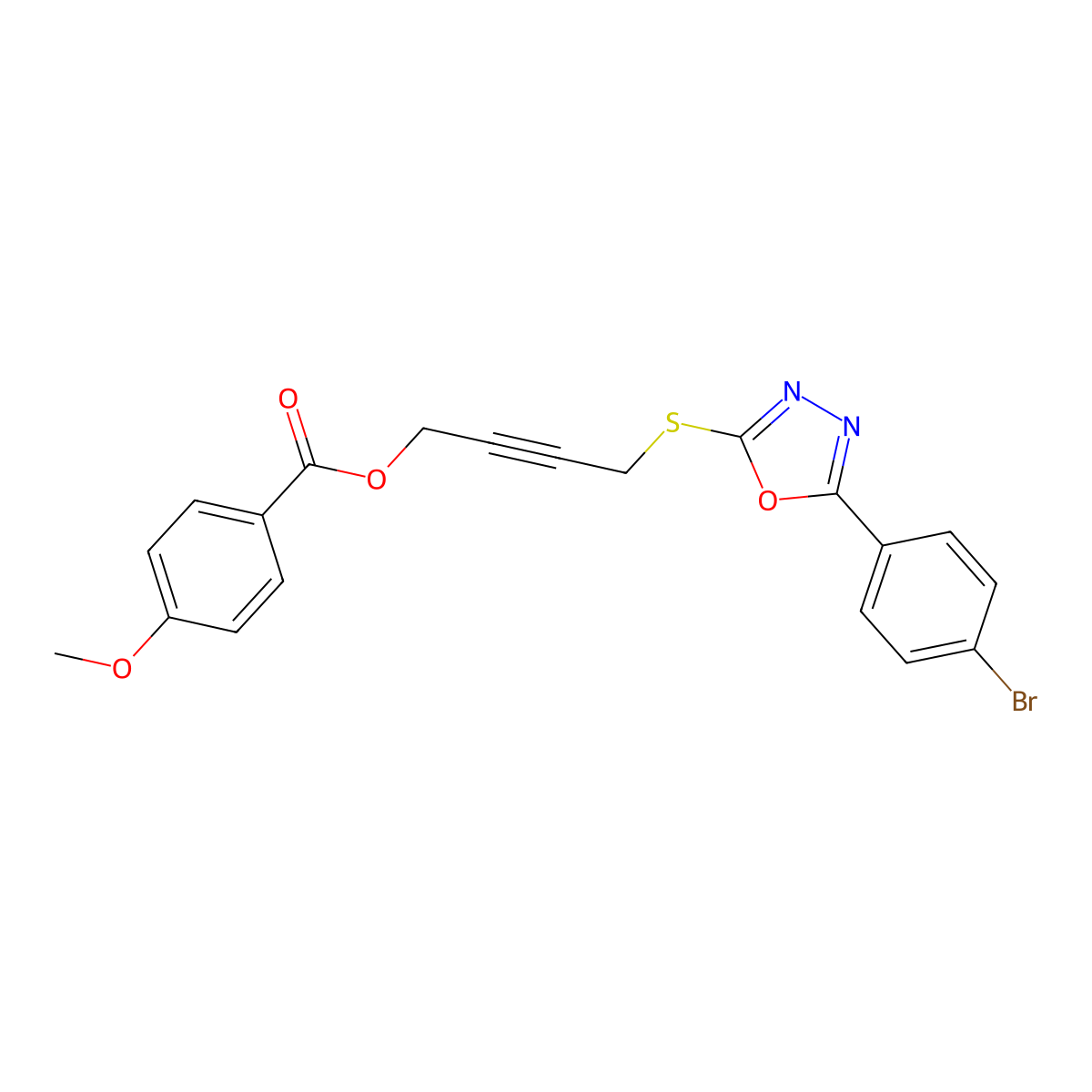 4-[[5-(4-Bromophenyl)-1,3,4-oxadiazol-2-yl]sulfanyl]but-2-ynyl 4-methoxybenzoate molecular structure, CAS 461431-92-5