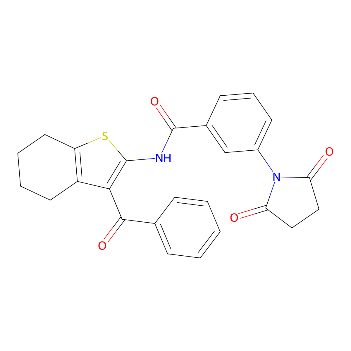N-(3-benzoyl-4,5,6,7-tetrahydro-1-benzothiophen-2-yl)-3-(2,5-dioxopyrrolidin-1-yl)benzamide molecular structure, CAS 461432-05-3