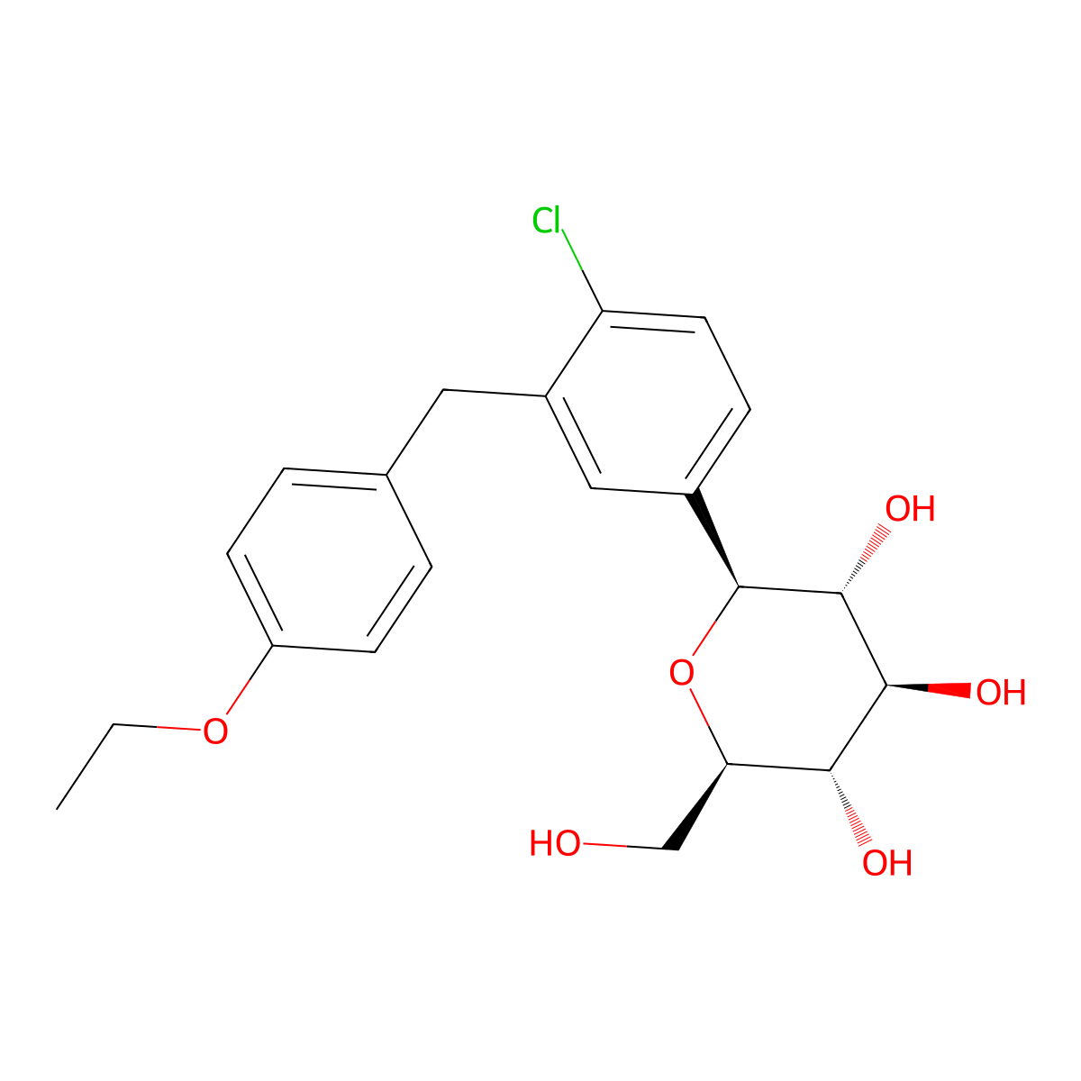 Dapagliflozin molecular structure, CAS 461432-26-8