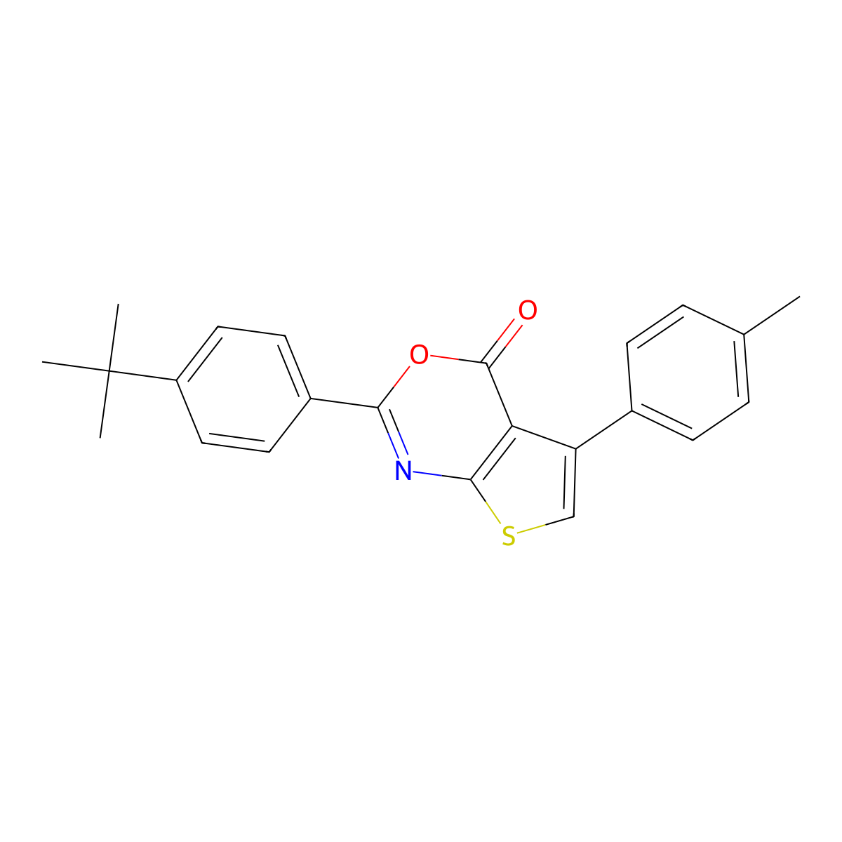 2-(4-Tert-butylphenyl)-5-(4-methylphenyl)thieno[2,3-d][1,3]oxazin-4-one molecular structure, CAS 461436-25-9