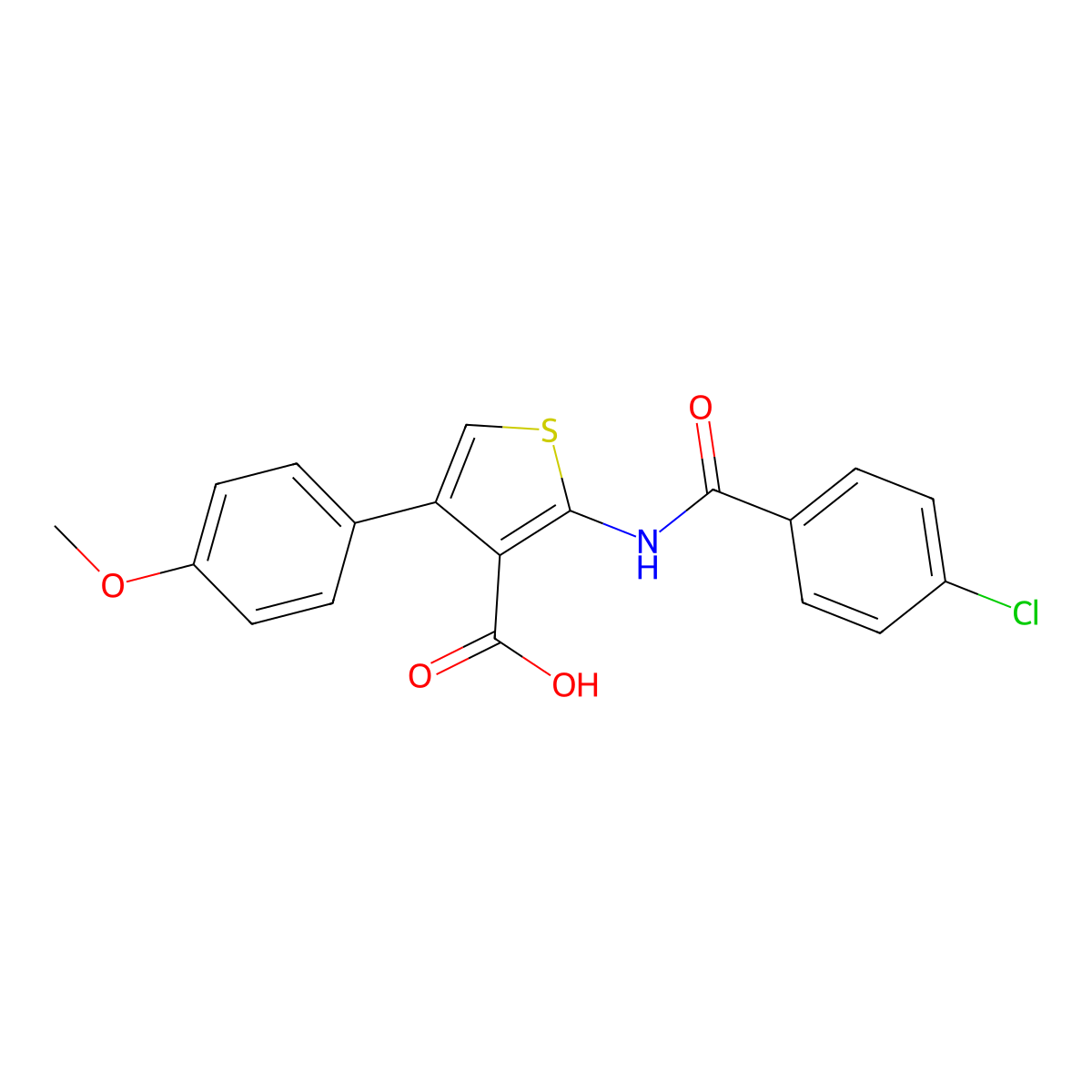 2-[(4-chlorobenzoyl)amino]-4-(4-methoxyphenyl)thiophene-3-carboxylic Acid molecular structure, CAS 461436-26-0