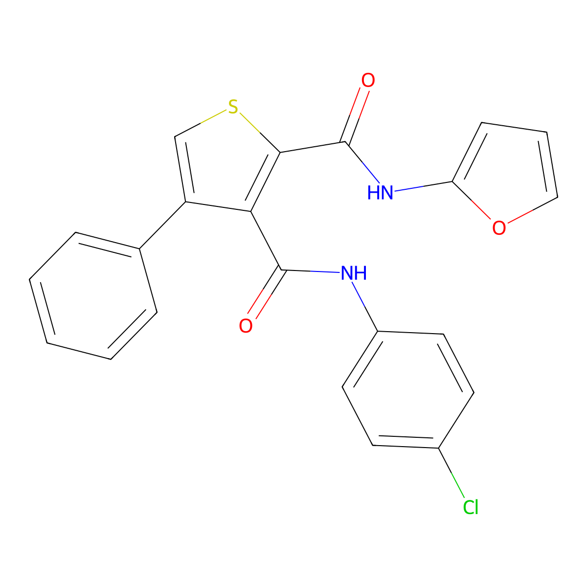 N~3~-(4-chlorophenyl)-N~2~-(furan-2-yl)-4-phenylthiophene-2,3-dicarboxamide molecular structure, CAS 461436-31-7