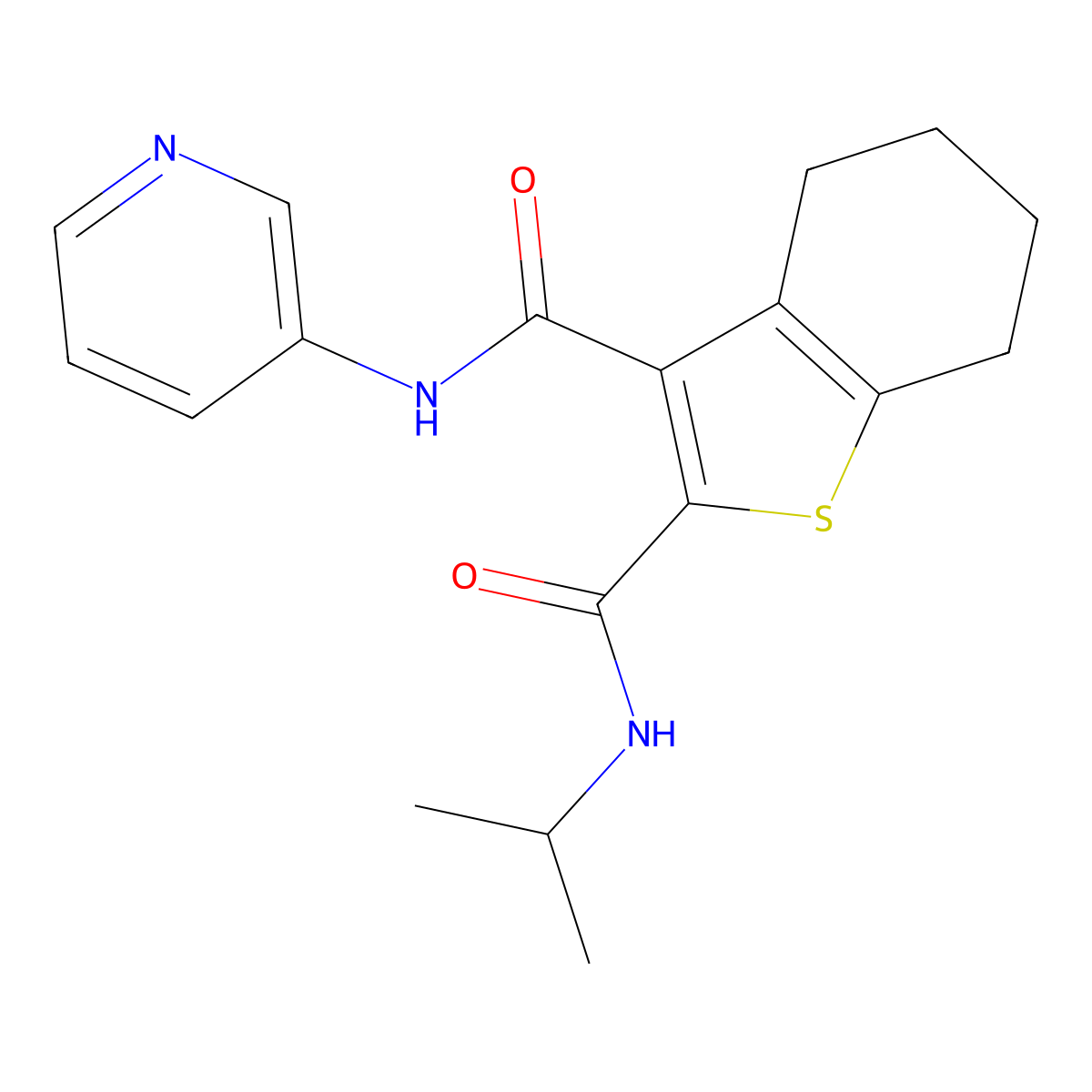 N~2~-(propan-2-yl)-N~3~-(pyridin-3-yl)-4,5,6,7-tetrahydro-1-benzothiophene-2,3-dicarboxamide molecular structure, CAS 461436-58-8