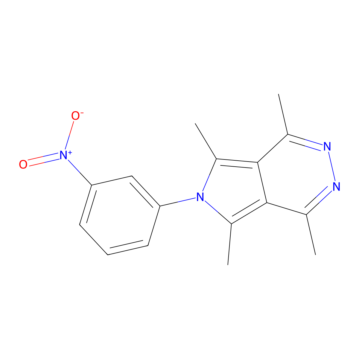 1,4,5,7-tetramethyl-6-(3-nitrophenyl)-6H-pyrrolo[3,4-d]pyridazine molecular structure, CAS 461436-88-4