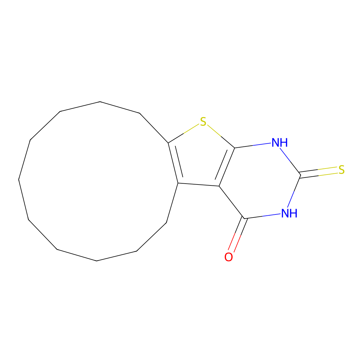 2-thioxo-2,3,5,6,7,8,9,10,11,12,13,14-dodecahydrocyclododeca[4,5]thieno[2,3-d]pyrimidin-4(1H)-one molecular structure, CAS 461436-89-5