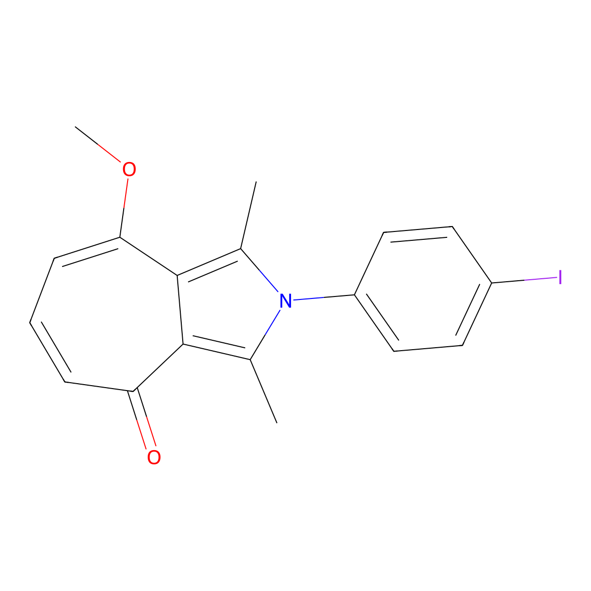 2-(4-iodophenyl)-8-methoxy-1,3-dimethylcyclohepta[c]pyrrol-4(2H)-one molecular structure, CAS 461437-08-1