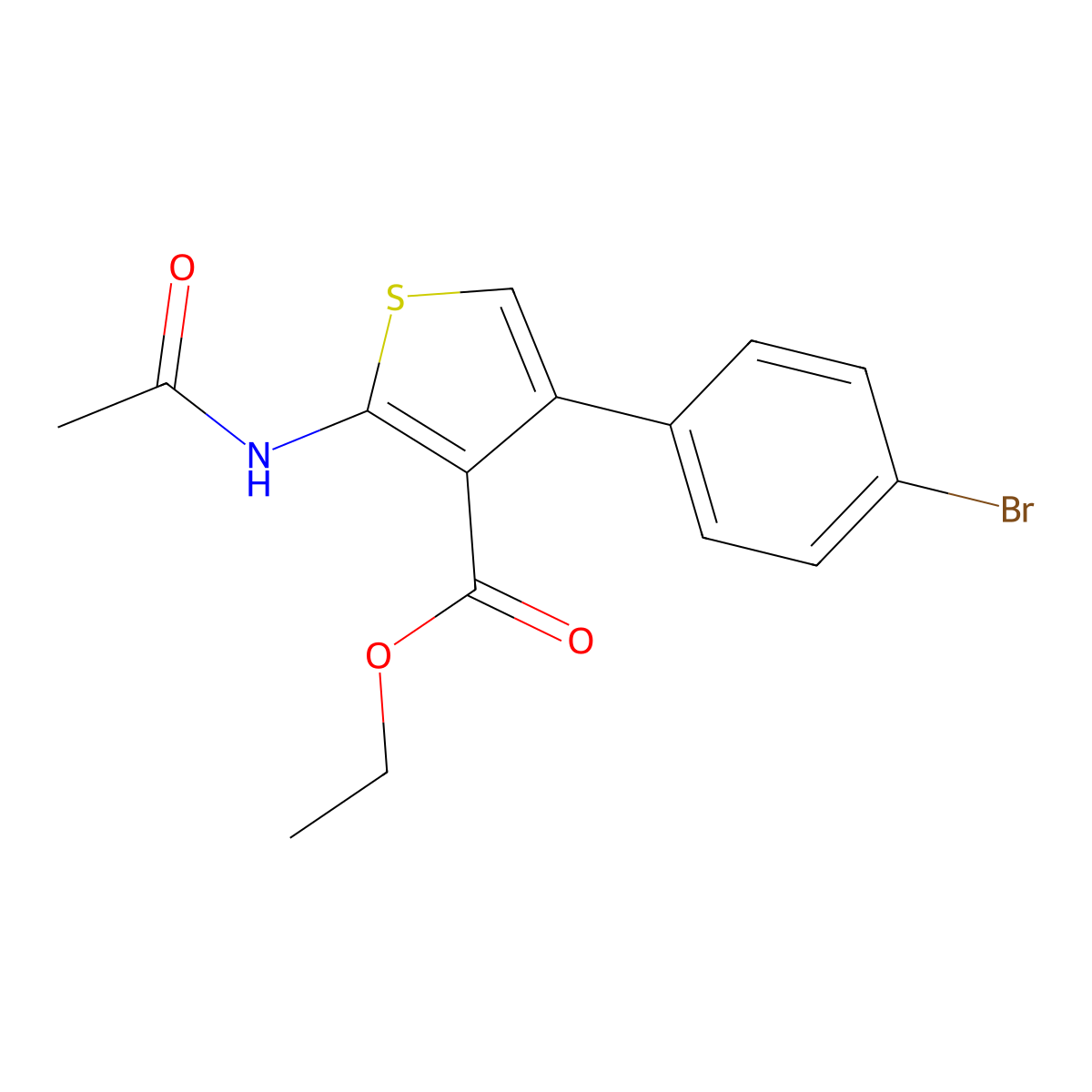 Ethyl 2-acetamido-4-(4-bromophenyl)thiophene-3-carboxylate molecular structure, CAS 461437-29-6