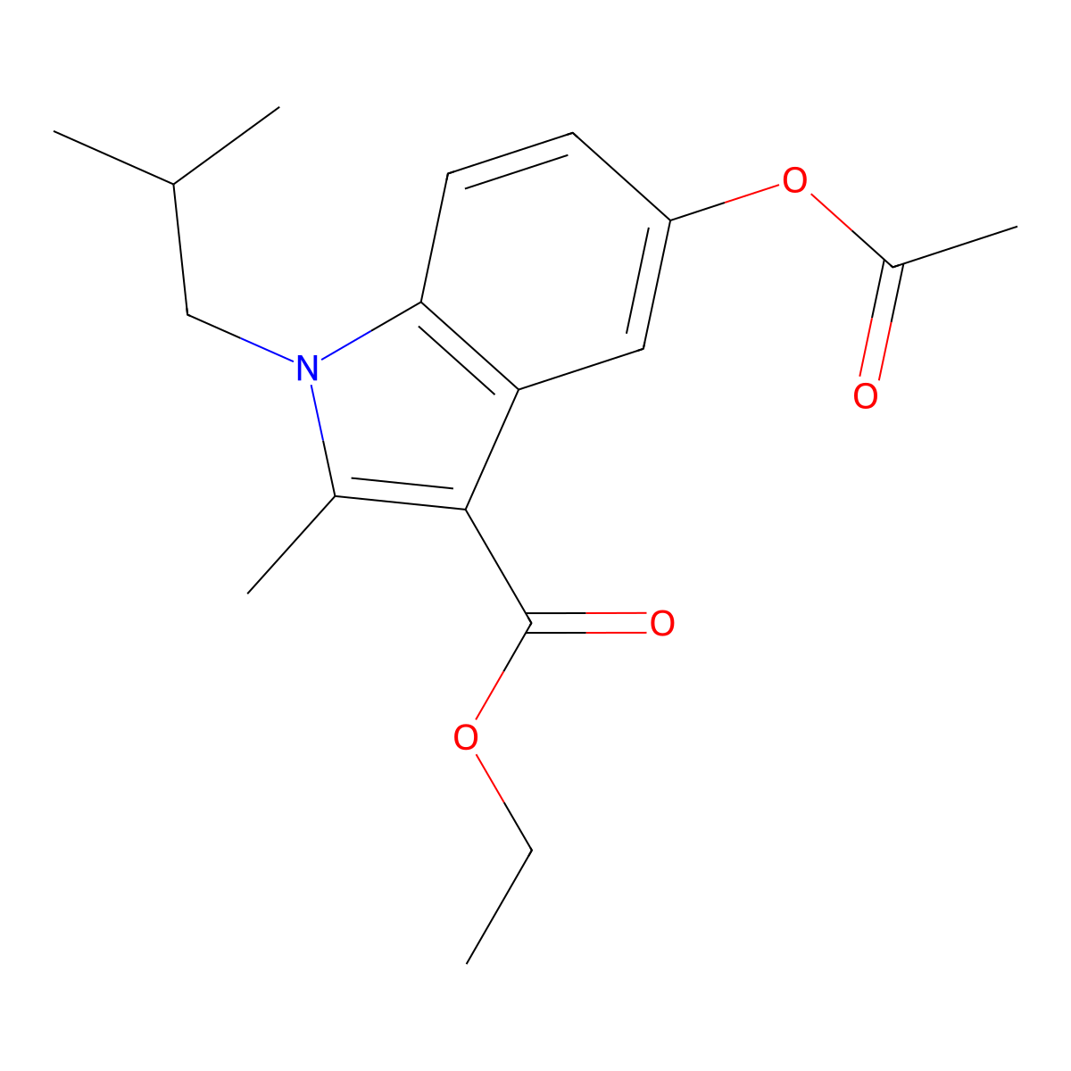 Ethyl 5-acetyloxy-2-methyl-1-(2-methylpropyl)indole-3-carboxylate molecular structure, CAS 461437-49-0