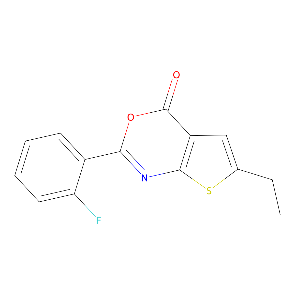 6-Ethyl-2-(2-fluorophenyl)thieno[2,3-d][1,3]oxazin-4-one molecular structure, CAS 461437-58-1