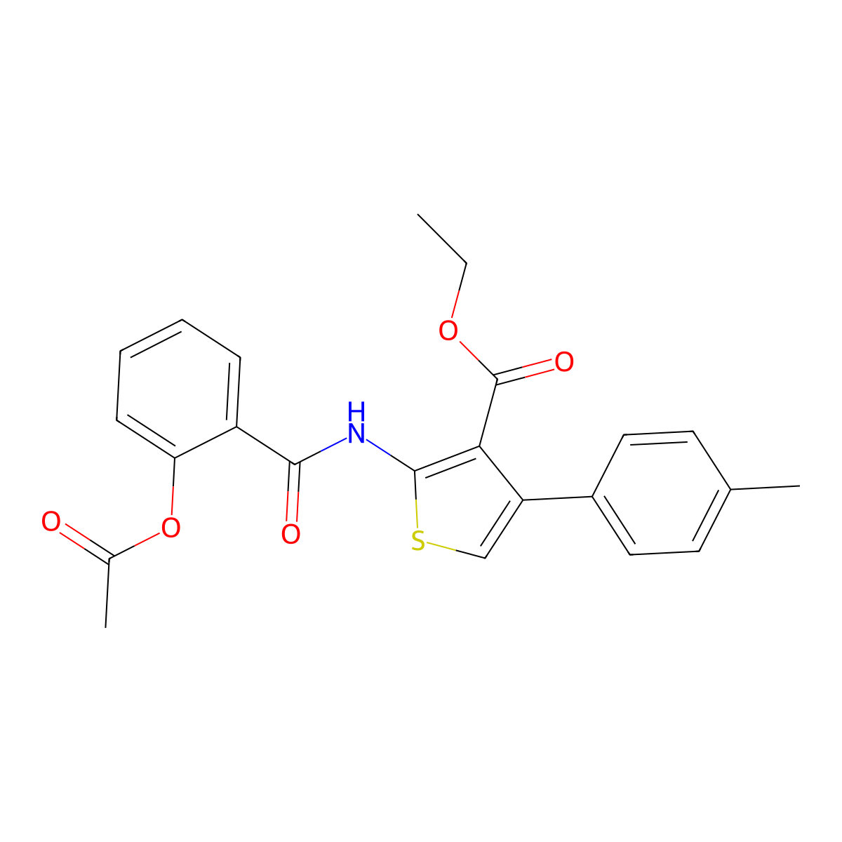 Ethyl 2-[(2-acetyloxybenzoyl)amino]-4-(4-methylphenyl)thiophene-3-carboxylate molecular structure, CAS 461437-69-4