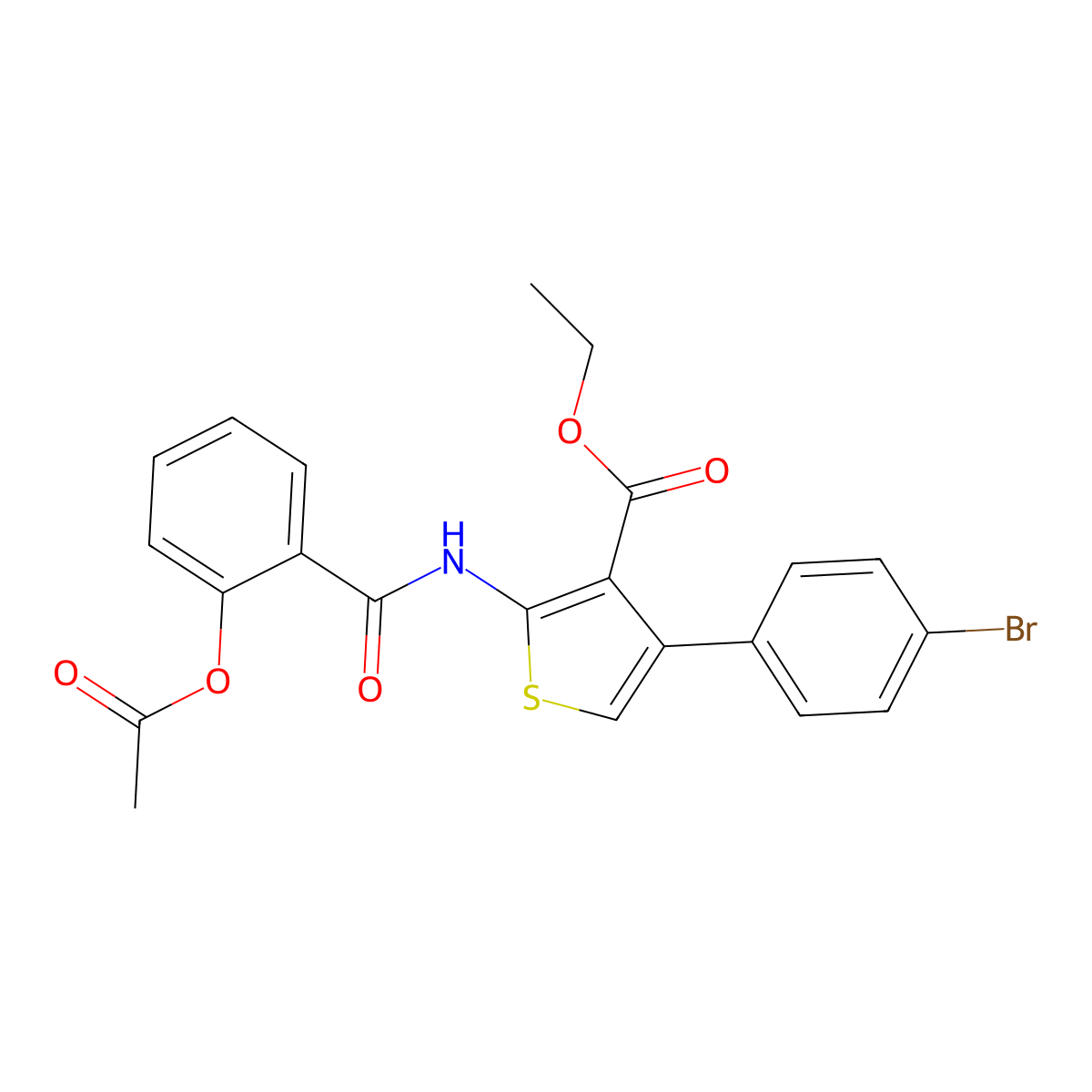 Ethyl 2-[(2-acetyloxybenzoyl)amino]-4-(4-bromophenyl)thiophene-3-carboxylate molecular structure, CAS 461437-76-3