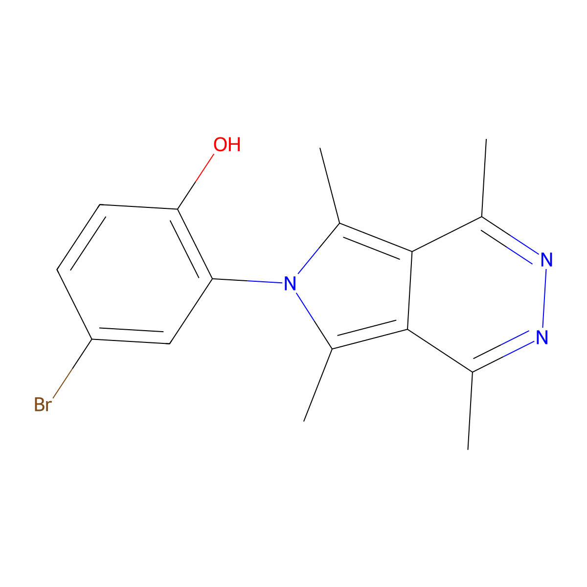 4-bromo-2-(1,4,5,7-tetramethyl-6H-pyrrolo[3,4-d]pyridazin-6-yl)phenol molecular structure, CAS 461437-98-9