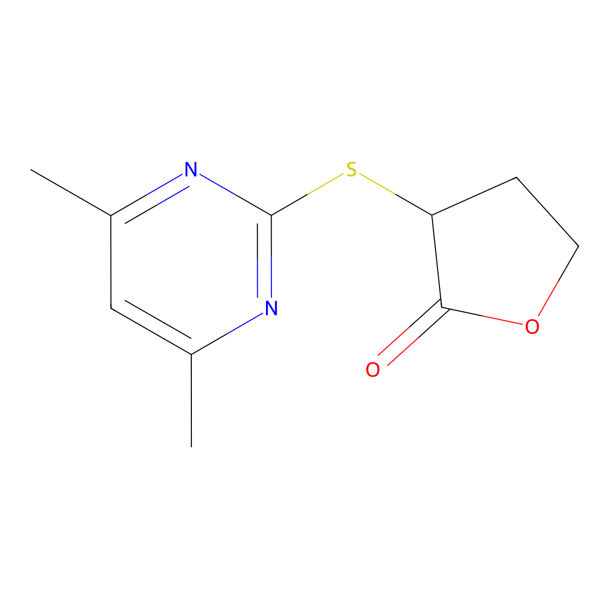 3-(4,6-Dimethylpyrimidin-2-yl)sulfanyloxolan-2-one molecular structure, CAS 461438-05-1