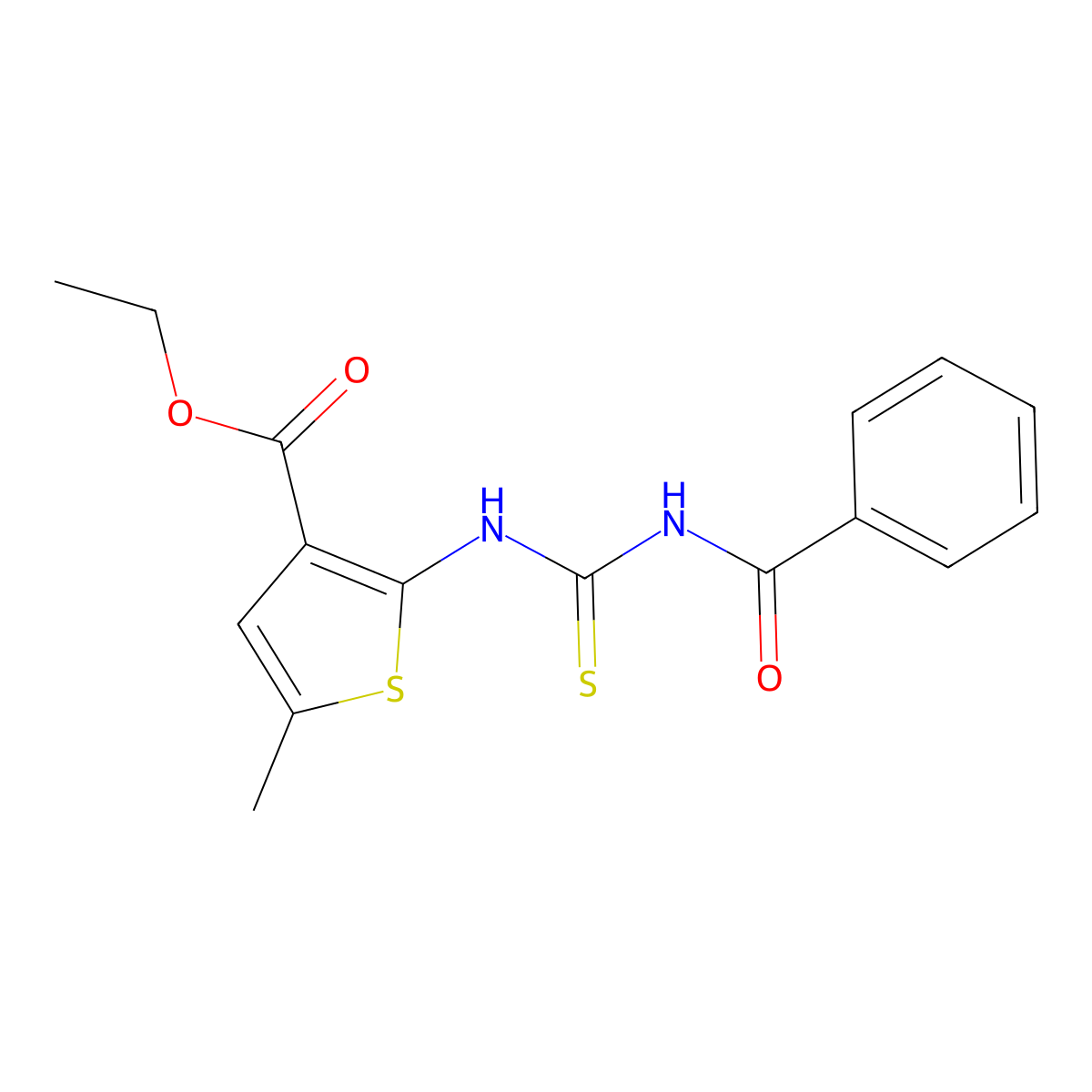 Ethyl 2-(benzoylcarbamothioylamino)-5-methylthiophene-3-carboxylate molecular structure, CAS 461438-28-8