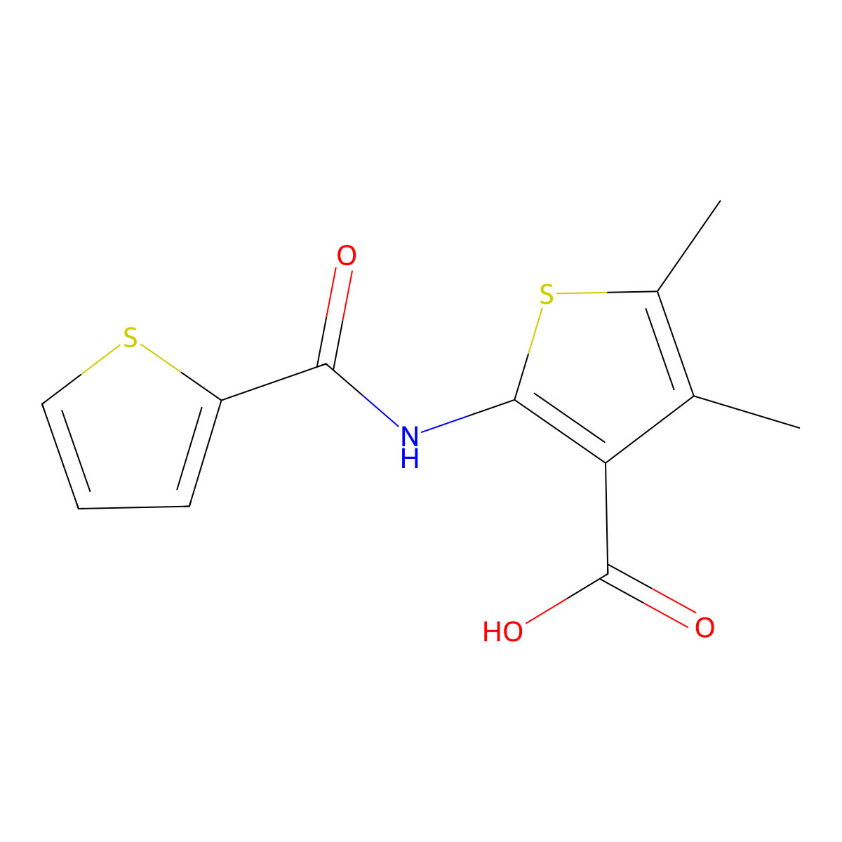 4,5-Dimethyl-2-(thiophene-2-carbonylamino)thiophene-3-carboxylic acid molecular structure, CAS 461438-34-6