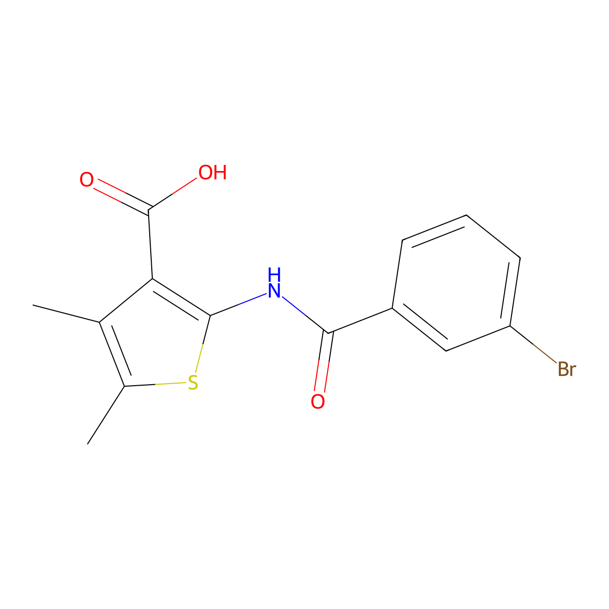 2-[(3-Bromobenzoyl)amino]-4,5-dimethyl-3-thiophenecarboxylic acid molecular structure, CAS 461438-40-4