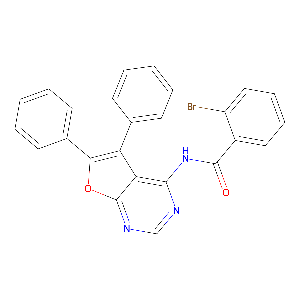 2-bromo-N-(5,6-diphenylfuro[2,3-d]pyrimidin-4-yl)benzamide molecular structure, CAS 461438-47-1