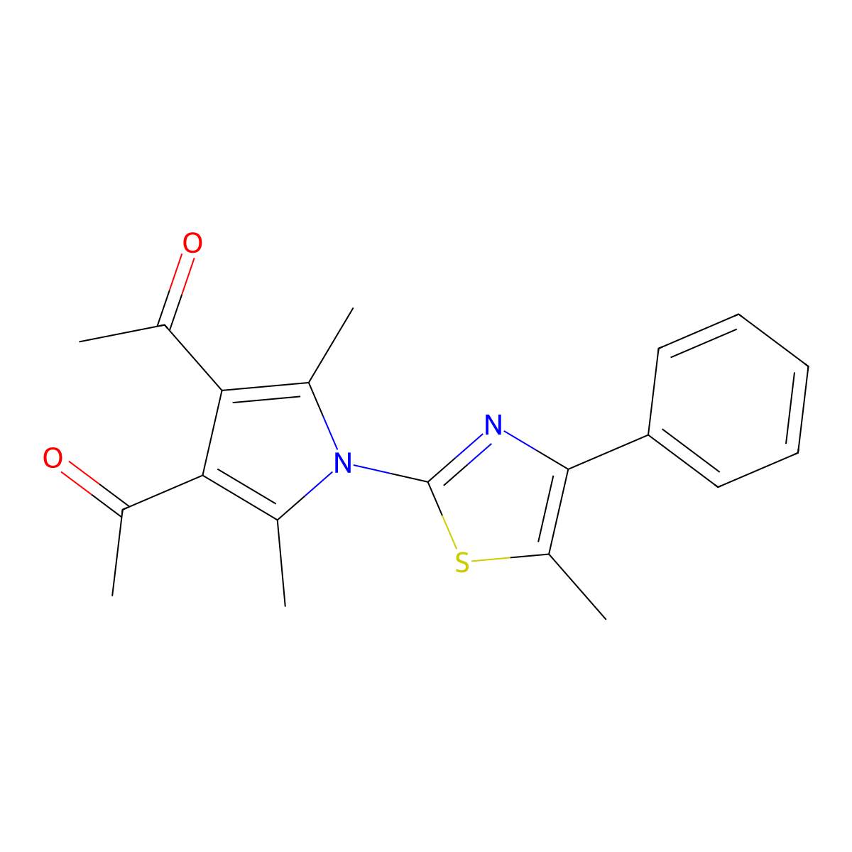 1-[4-Acetyl-2,5-dimethyl-1-(5-methyl-4-phenyl-1,3-thiazol-2-yl)pyrrol-3-yl]ethanone molecular structure, CAS 461438-87-9