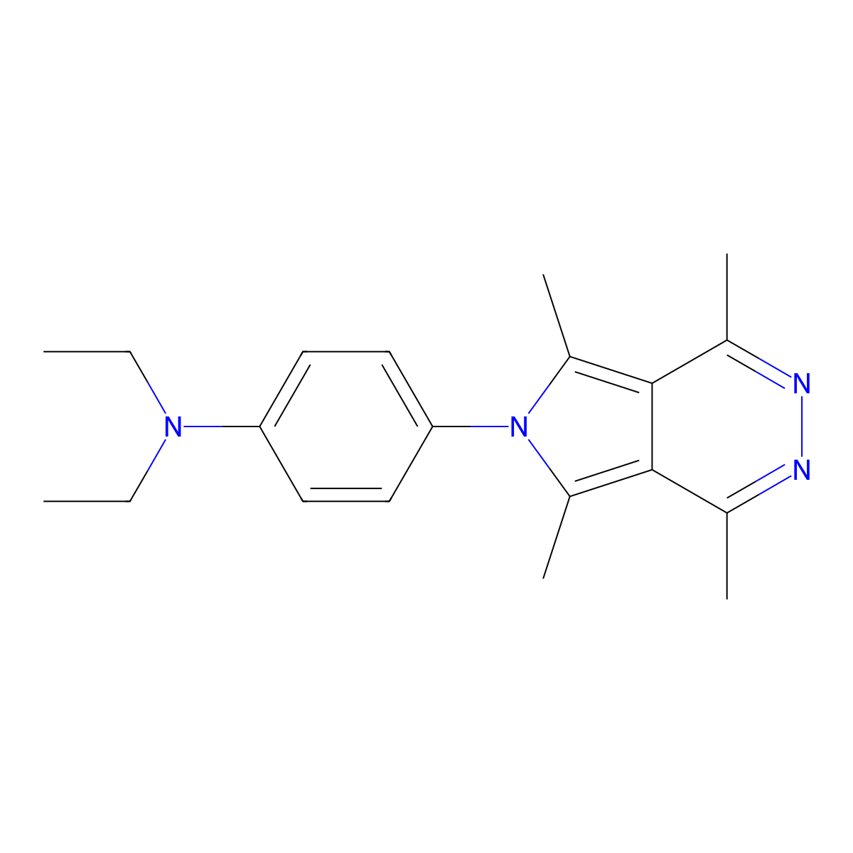 N,N-diethyl-4-(1,4,5,7-tetramethylpyrrolo[3,4-d]pyridazin-6-yl)aniline molecular structure, CAS 461439-05-4