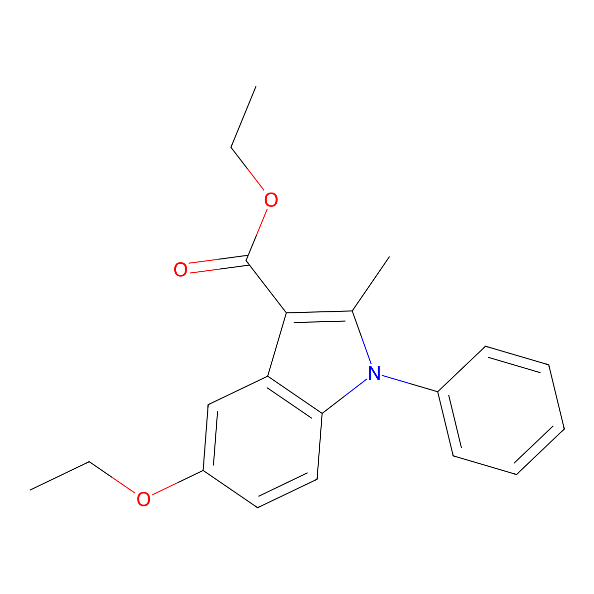Ethyl 5-ethoxy-2-methyl-1-phenylindole-3-carboxylate molecular structure, CAS 461439-06-5
