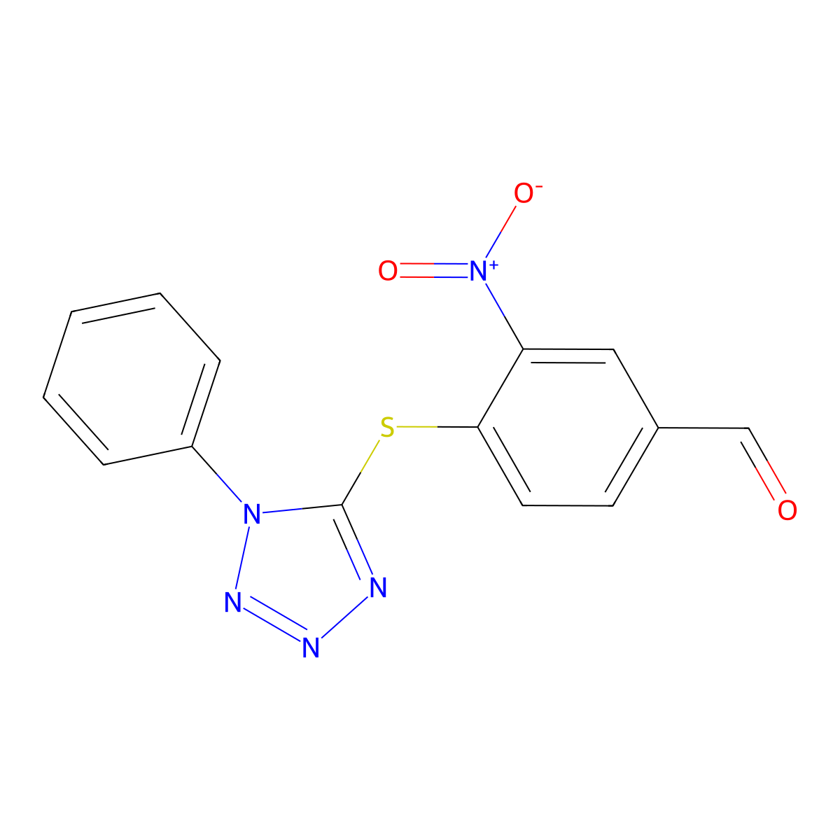 3-nitro-4-[(1-phenyl-1H-tetrazol-5-yl)sulfanyl]benzaldehyde molecular structure, CAS 461439-08-7