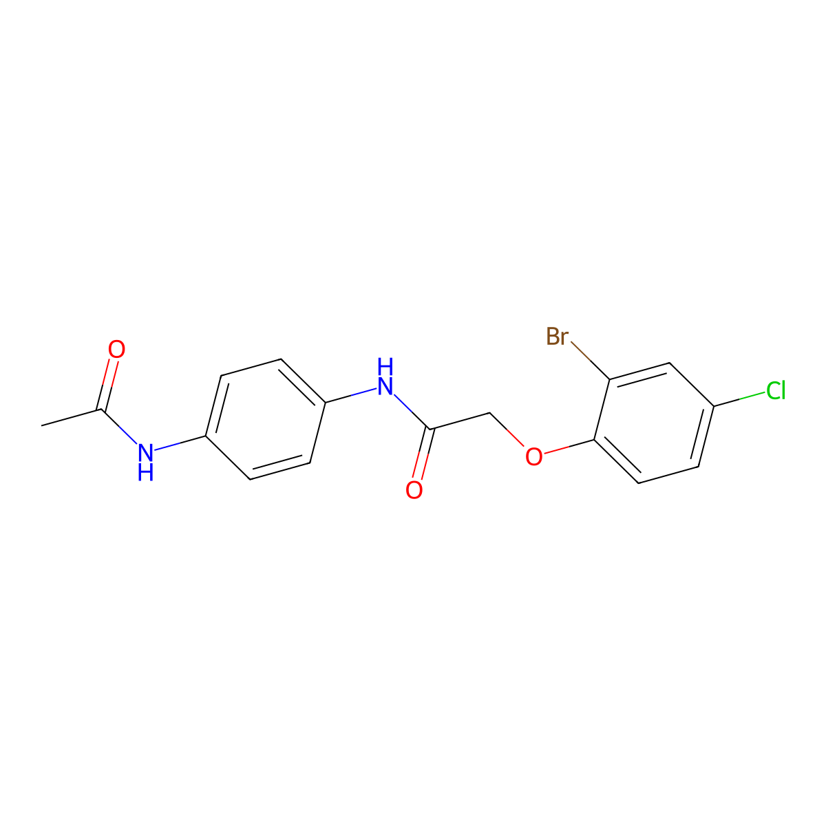 N-(4-acetamidophenyl)-2-(2-bromo-4-chlorophenoxy)acetamide molecular structure, CAS 461439-23-6