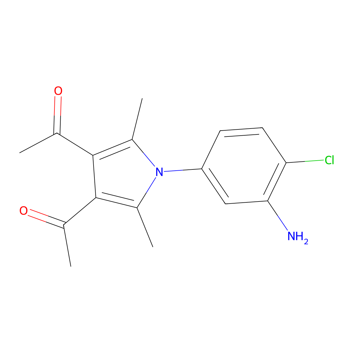1-[4-Acetyl-1-(3-amino-4-chlorophenyl)-2,5-dimethylpyrrol-3-yl]ethanone molecular structure, CAS 461439-40-7