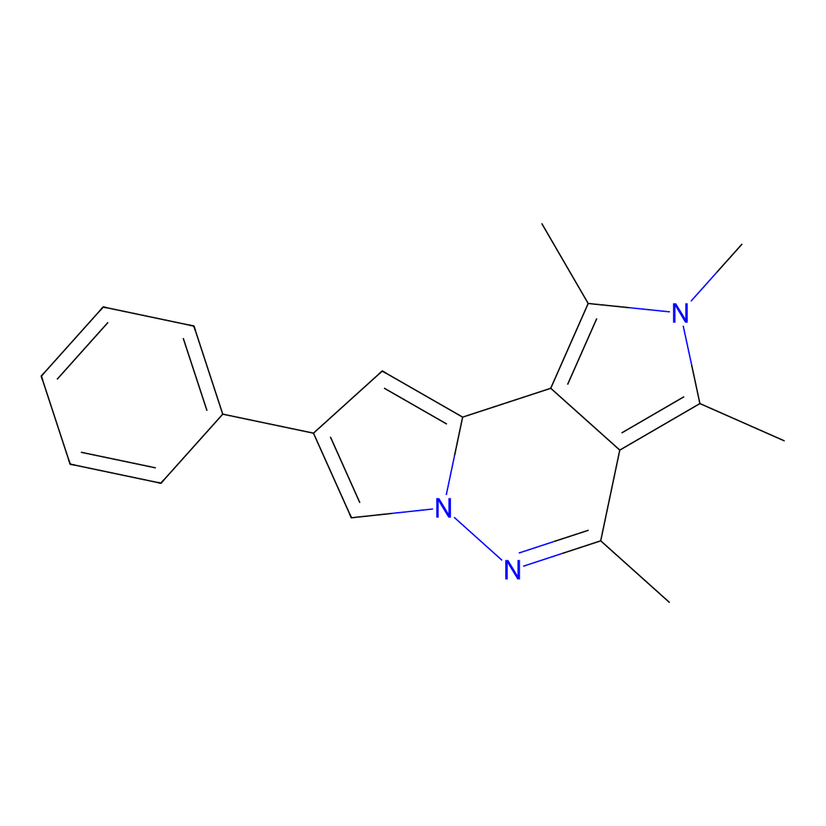 1,2,3,4-tetramethyl-8-phenyl-2H-dipyrrolo[1,2-b:3',4'-d]pyridazine molecular structure, CAS 461439-46-3