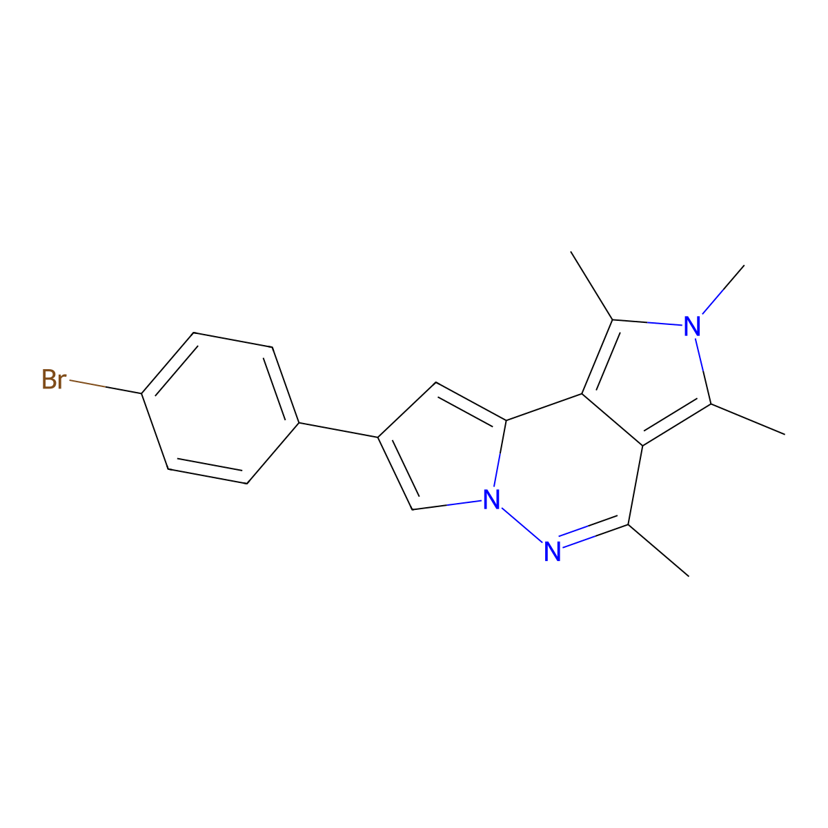 8-(4-bromophenyl)-1,2,3,4-tetramethyl-2H-dipyrrolo[1,2-b:3',4'-d]pyridazine molecular structure, CAS 461439-51-0