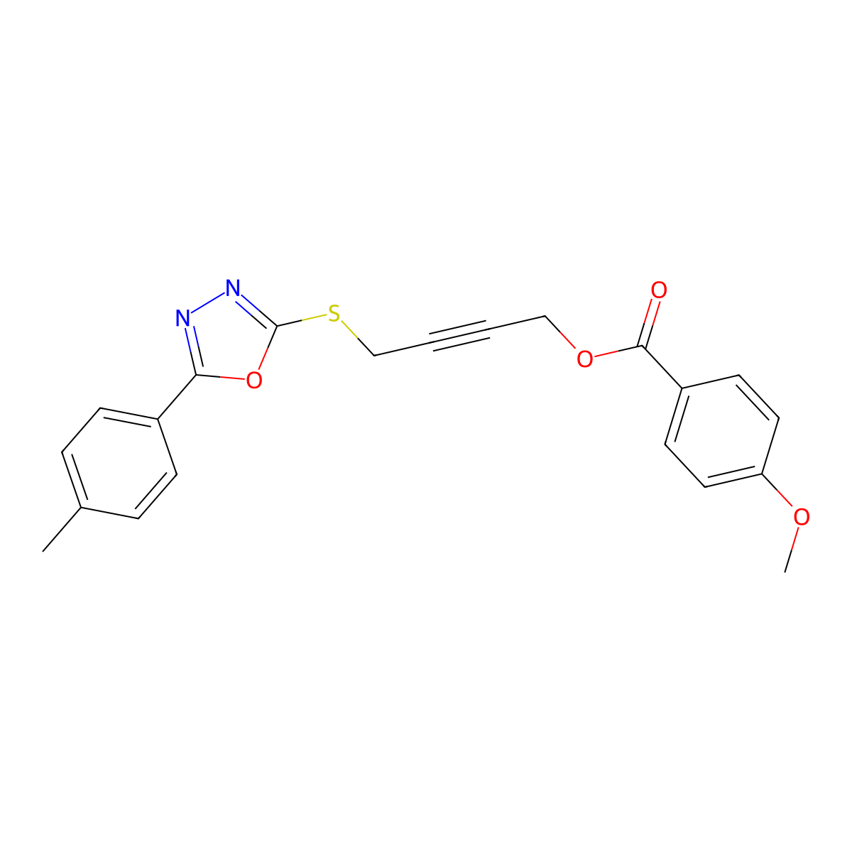 4-[[5-(4-Methylphenyl)-1,3,4-oxadiazol-2-yl]sulfanyl]but-2-ynyl 4-methoxybenzoate molecular structure, CAS 461439-58-7