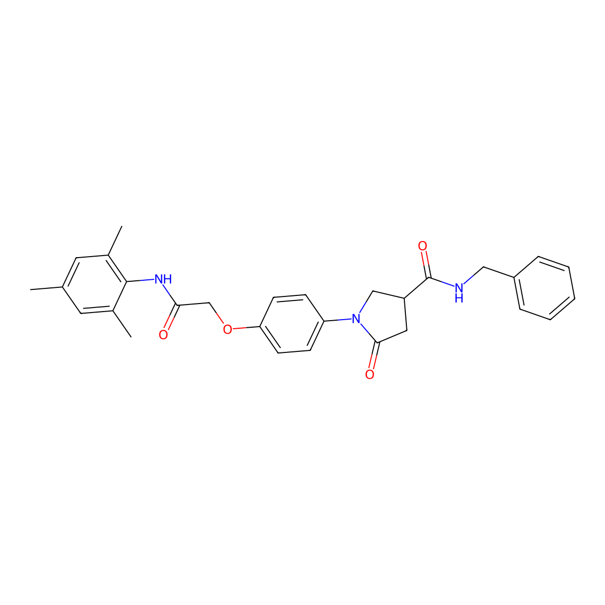 N-benzyl-5-oxo-1-[4-[2-oxo-2-(2,4,6-trimethylanilino)ethoxy]phenyl]pyrrolidine-3-carboxamide molecular structure, CAS 461439-74-7