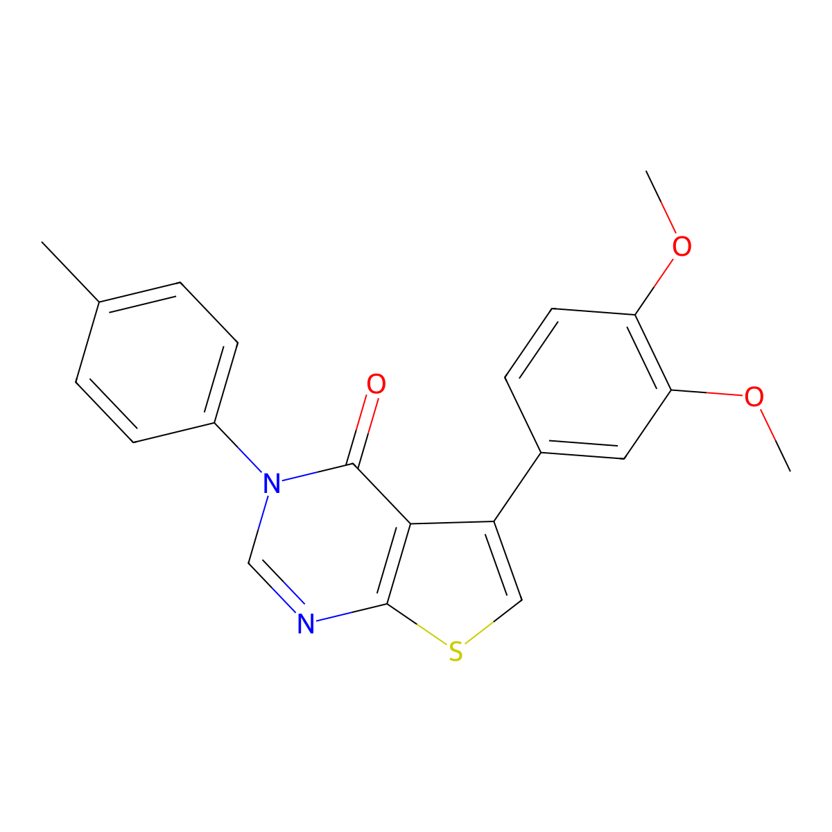 5-(3,4-Dimethoxyphenyl)-3-(4-methylphenyl)thieno[2,3-d]pyrimidin-4-one molecular structure, CAS 461440-18-6