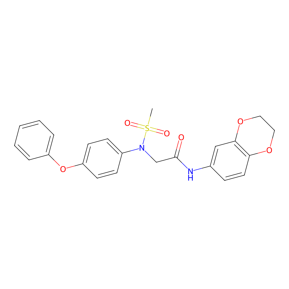 N-(2,3-dihydro-1,4-benzodioxin-6-yl)-2-(N-methylsulfonyl-4-phenoxyanilino)acetamide molecular structure, CAS 461440-54-0
