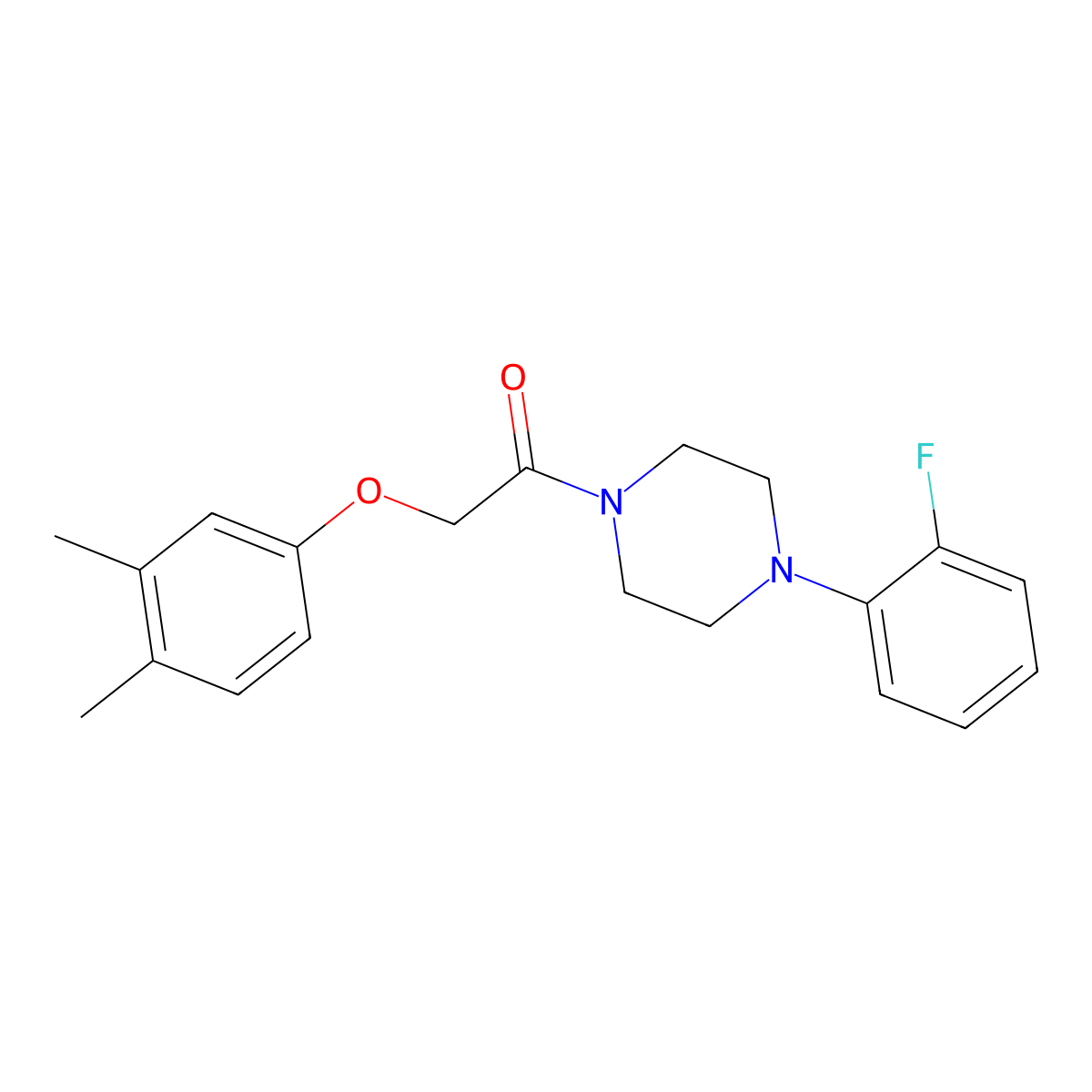 2-(3,4-Dimethylphenoxy)-1-[4-(2-fluorophenyl)piperazin-1-yl]ethanone molecular structure, CAS 461445-32-9