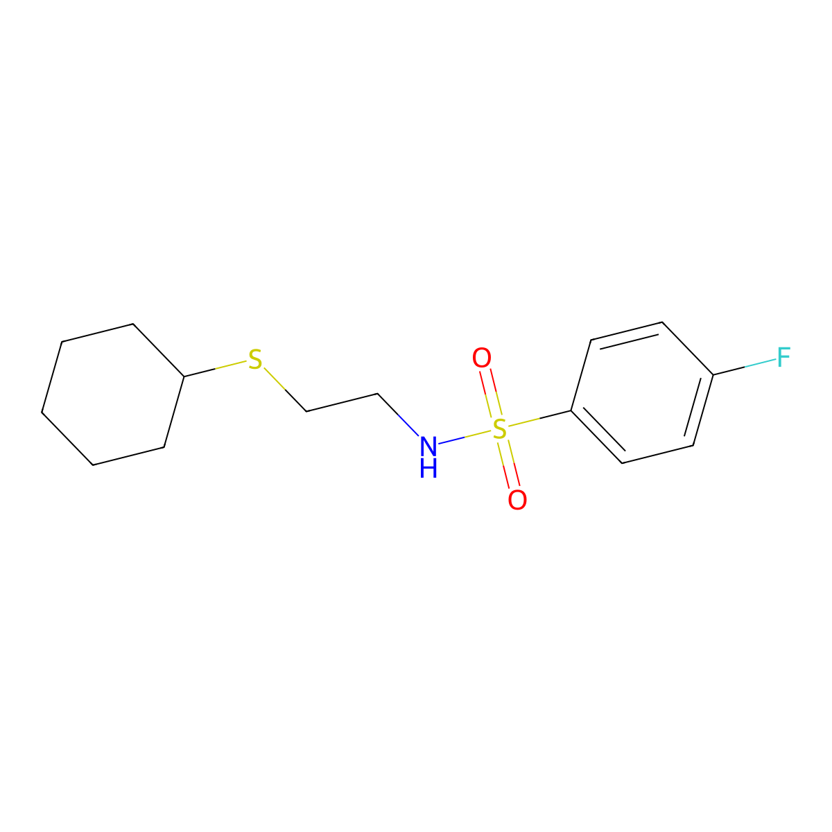 N-[2-(cyclohexylsulfanyl)ethyl]-4-fluorobenzenesulfonamide molecular structure, CAS 461446-10-6