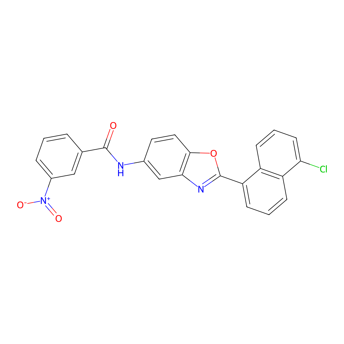 N-[2-(5-chloronaphthalen-1-yl)-1,3-benzoxazol-5-yl]-3-nitrobenzamide molecular structure, CAS 461446-13-9
