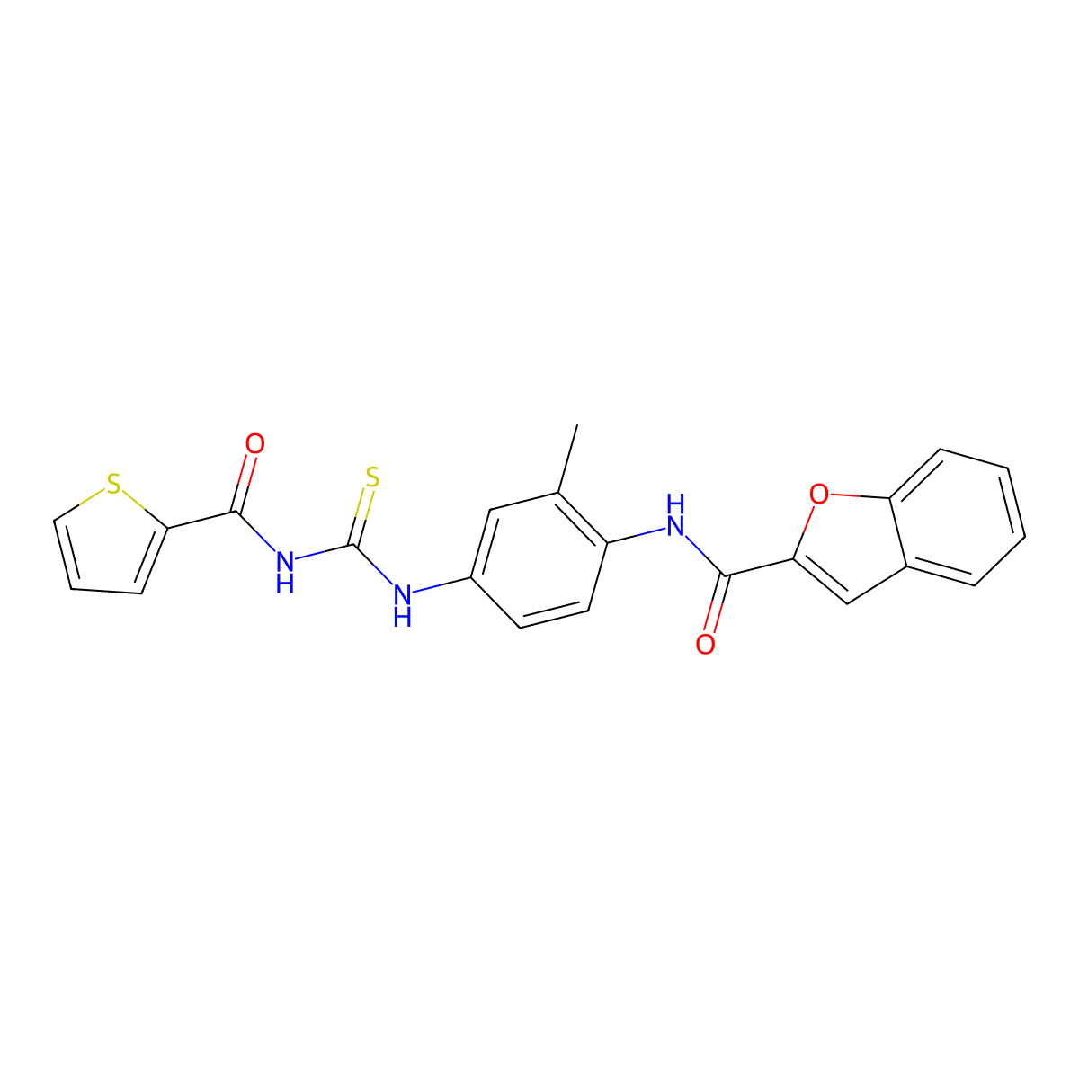 N-[2-methyl-4-(thiophene-2-carbonylcarbamothioylamino)phenyl]-1-benzofuran-2-carboxamide molecular structure, CAS 461447-37-0