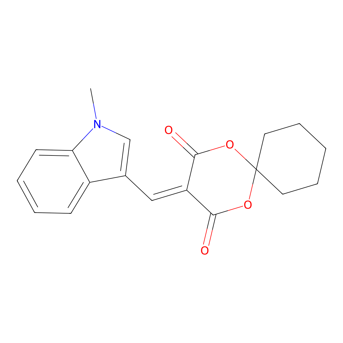 3-[(1-methyl-1H-indol-3-yl)methylene]-1,5-dioxaspiro[5.5]undecane-2,4-dione molecular structure, CAS 461447-68-7