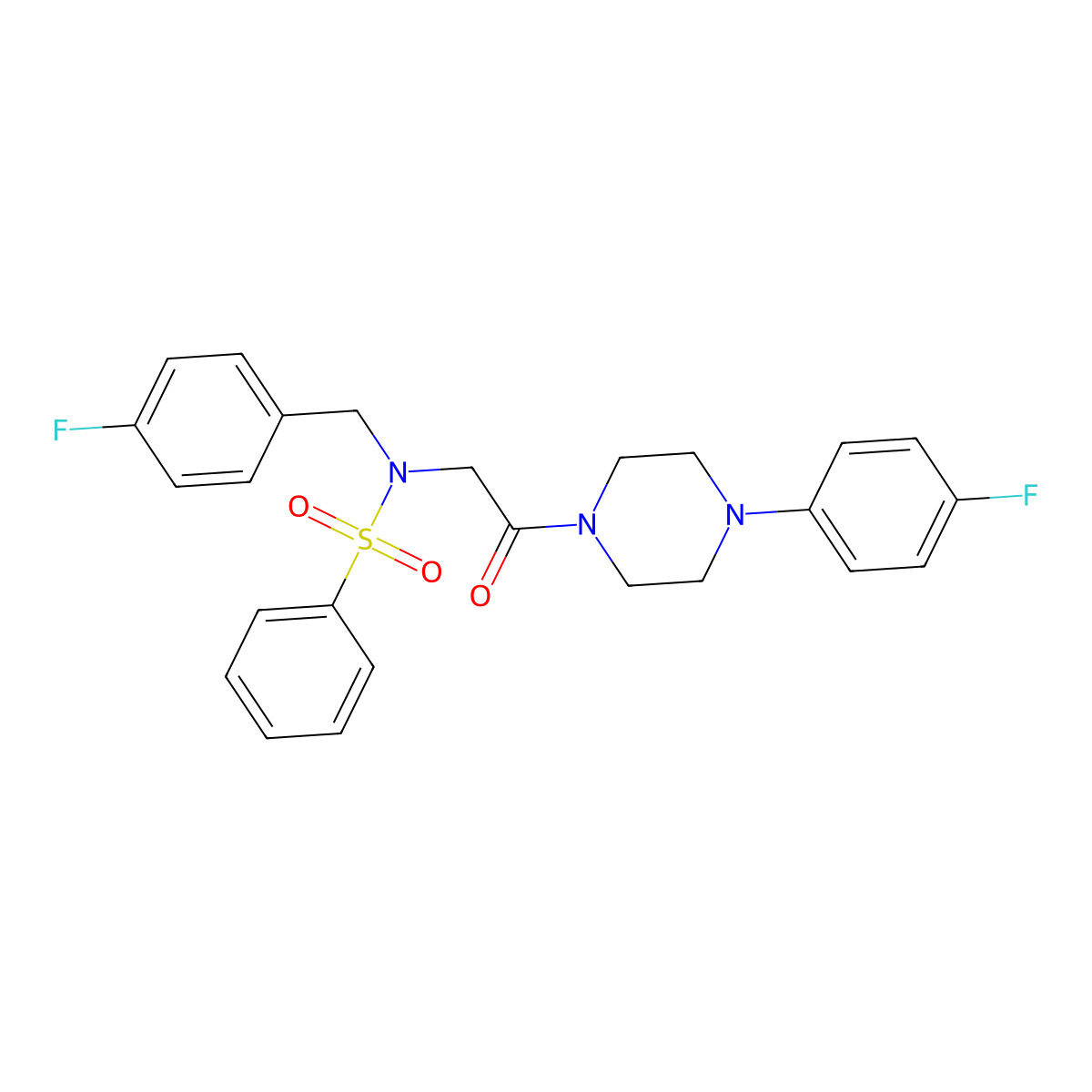 N-(4-fluorobenzyl)-N-{2-[4-(4-fluorophenyl)piperazin-1-yl]-2-oxoethyl}benzenesulfonamide molecular structure, CAS 461447-84-7