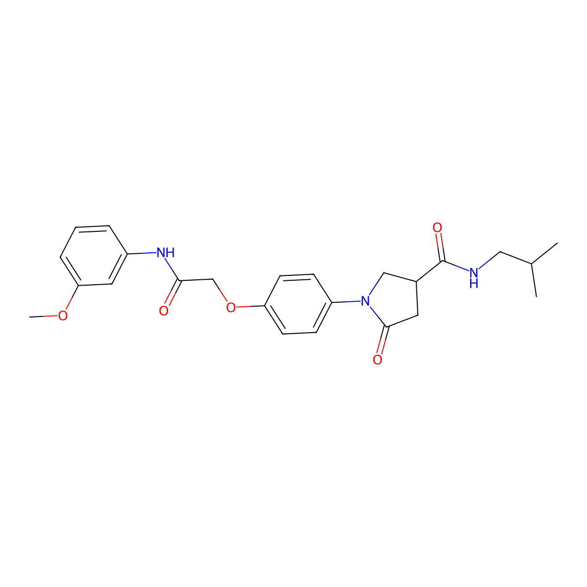 N-isobutyl-1-(4-{2-[(3-methoxyphenyl)amino]-2-oxoethoxy}phenyl)-5-oxo-3-pyrrolidinecarboxamide molecular structure, CAS 461447-98-3