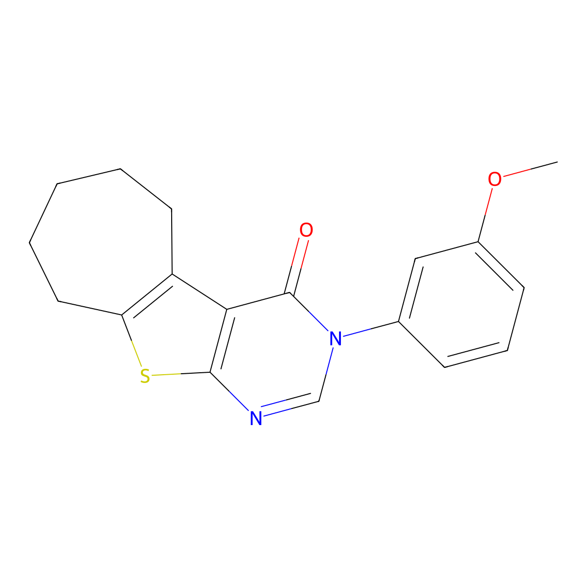 3-(3-methoxyphenyl)-6,7,8,9-tetrahydro-3H-cyclohepta[4,5]thieno[2,3-d]pyrimidin-4(5H)-one molecular structure, CAS 461448-93-1