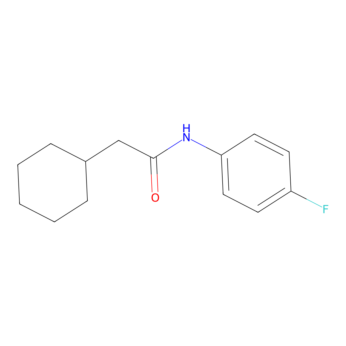 2-cyclohexyl-N-(4-fluorophenyl)acetamide molecular structure, CAS 461449-24-1