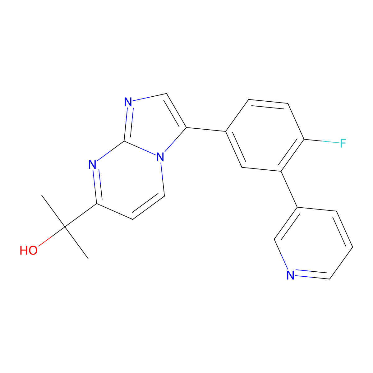2-(3-(4-Fluoro-3-(pyridin-3-yl)phenyl)imidazo[1,2-a]pyrimidin-7-yl)propan-2-ol molecular structure, CAS 461449-78-5