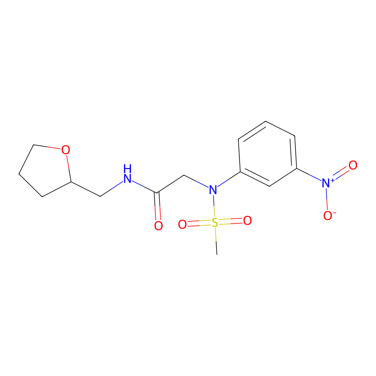 2-(N-methylsulfonyl-3-nitroanilino)-N-(oxolan-2-ylmethyl)acetamide molecular structure, CAS 461450-63-5